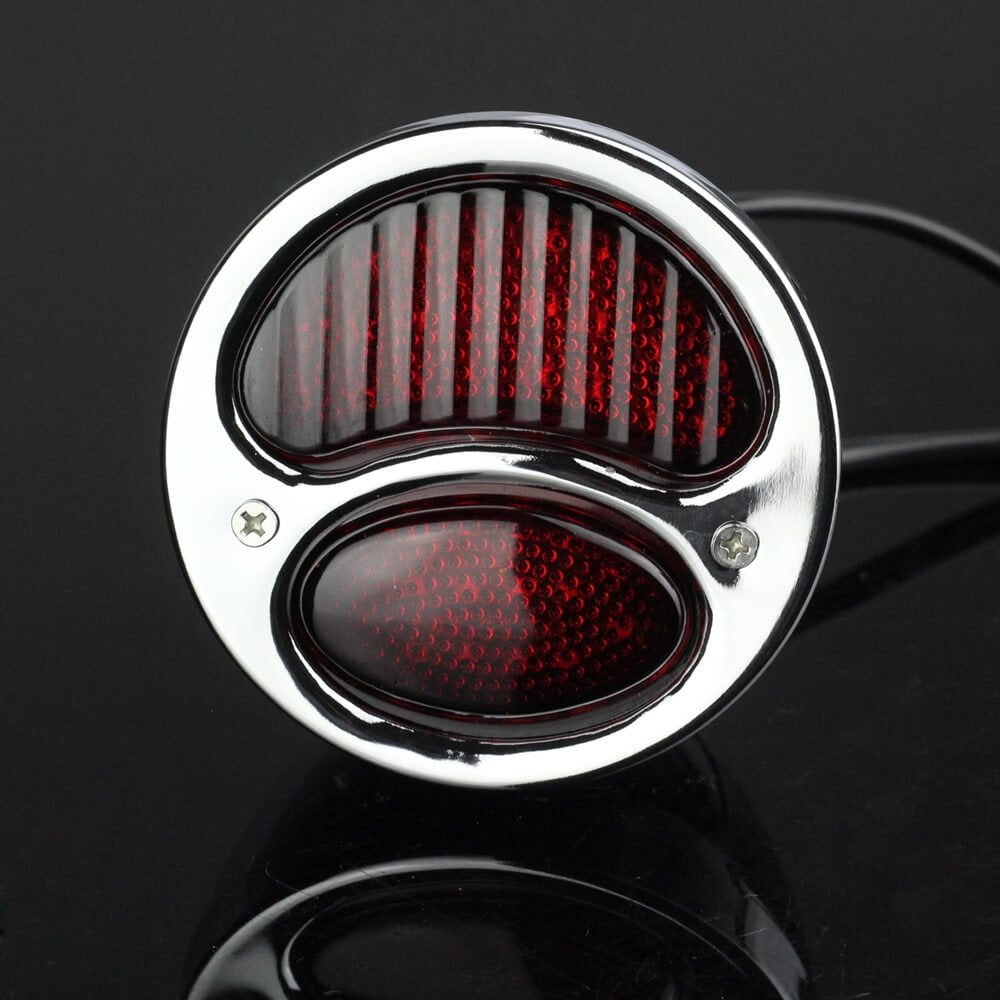 Vintage Style Red Glass Tail Light Lens For Hot Rod Motorcycles & Bobber Bikes - Harley Custom