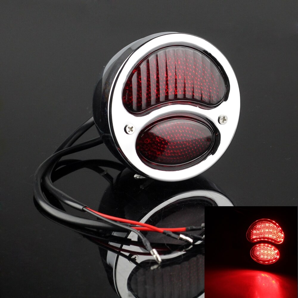 Harley Chopper Bobber Cafe Racer Vintage Retro Motorcycle Modification LED Brake Taillight Tail Warning Signal Light - pazoma