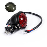 Motorcycle Custom Streetfighter LED Bates Rear Stop Tail Light Black Red Lens Chrome Bobber Cafe Racer Retro Vintage Chopper - pazoma