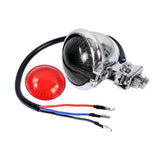 Red 12V LED Adjustable Bates Style Motorcycle LED Tail Light Black Cafe Racer Bobber Tracker Harley Chopper Bobber Chrome - pazoma