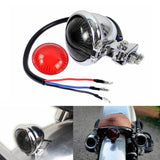 Red 12V LED Adjustable Bates Style Motorcycle LED Tail Light Black Cafe Racer Bobber Tracker Harley Chopper Bobber Chrome - pazoma