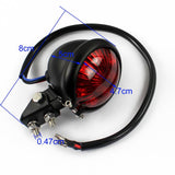 Red 12V LED Adjustable Bates Style Motorcycle LED Tail Light Black Cafe Racer Bobber Tracker Harley Chopper Bobber Chrome - pazoma