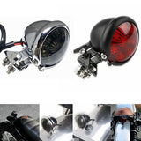 Red 12V LED Adjustable Bates Style Motorcycle LED Tail Light Black Cafe Racer Bobber Tracker Harley Chopper Bobber Chrome - pazoma