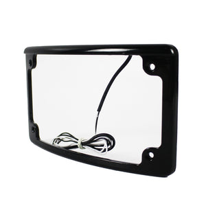 Black Radius 4 X 7 Curved Led Motorcycle License Plate Frame Harley Rear Fender / LPF-RAD-B-LP - pazoma