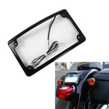 Black Radius 4 X 7 Curved Led Motorcycle License Plate Frame Harley Rear Fender / LPF-RAD-B-LP - pazoma