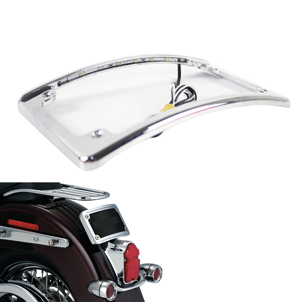 Radius Motorcycle Number LED License Plate Frame Chrome LED Illumination For Harley - pazoma