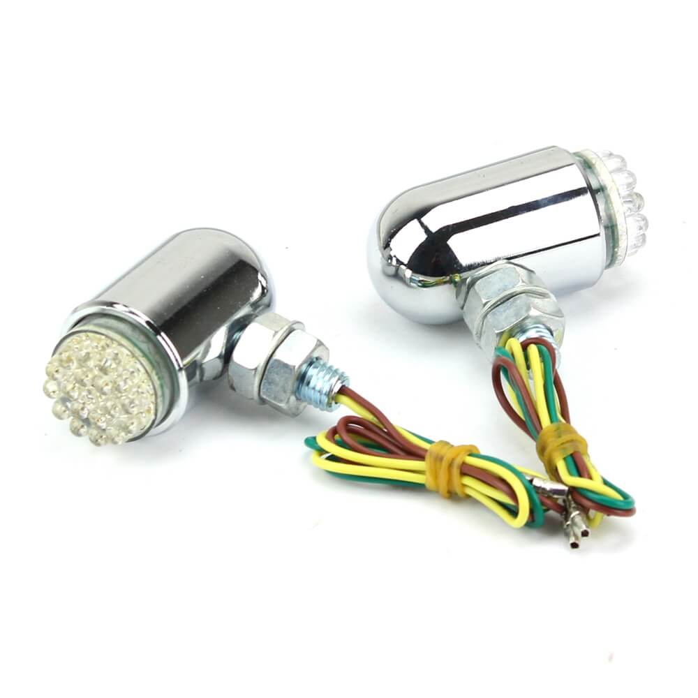 Motorcycle 2 in 1 LED Turn Signal Running Marker Light Amber Fog Lamp Indicator Bobber Chopper Cafe Racer Harley Custom Chrome - pazoma