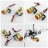 Solid Brass Mini Front LED Turn Signal Light Blinker Indicator Lamp Amber With Relocation Bracket For Harley Sportster Dyna Softail Touring