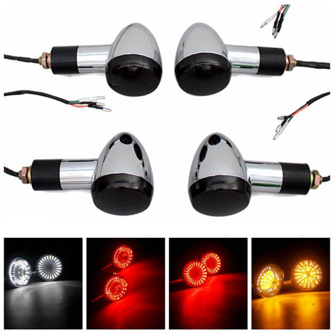 Motorcycle Universal 3 in 1 Rear LED Turn Signal Light Indicators w/Brake Tail Light 2 in 1 Front Blinker w/Daytime Running Light DRL - pazoma