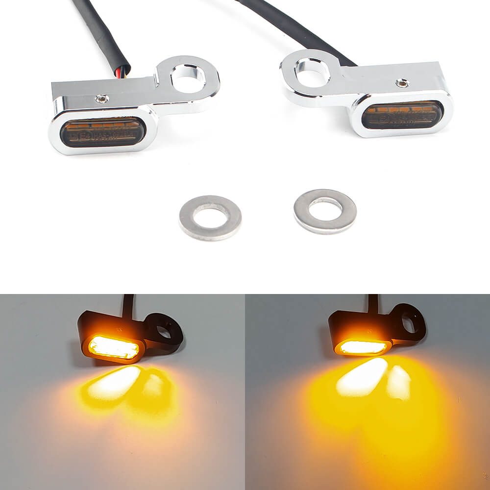 E24 Motorcycle LED Clutch Turn Signal Light Indicator Mini Front Blinker For Harley Touring Softail 2014-2021 - pazoma