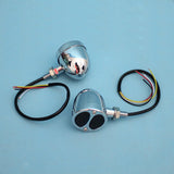 Harley Chopper Bobber Cafe Racer Chrome 3 in 1 LED Turn Signals w/ Brake Tail Light Blinkers Turn Indicator Lights - pazoma