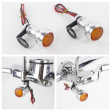 Harley Sportster Dyna Softail Touring CNC Aluminum Mini Front LED Turn Signal Light Blinker Indicator Lamp Amber With Relocation Bracket - pazoma