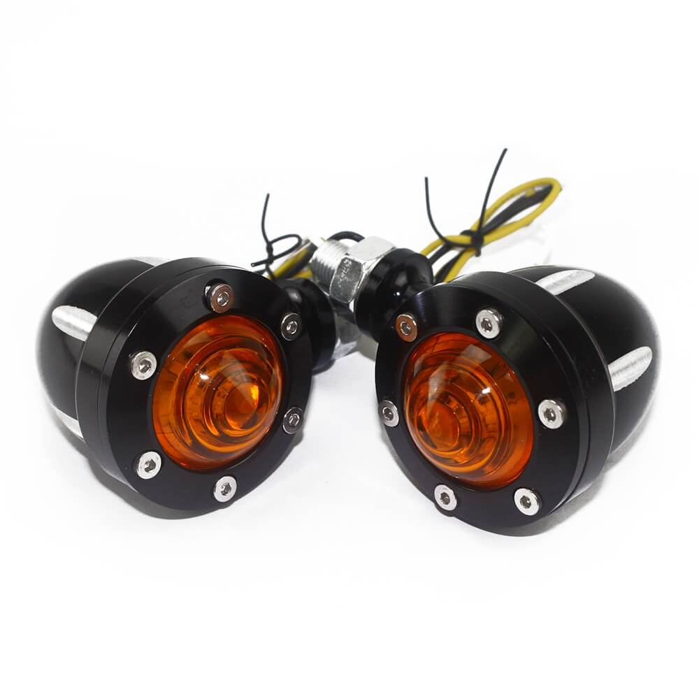 Motorrad LED Blinker Attos chrome schwarz getönt Motorrad Harley Custom  Chopper CafeRacer