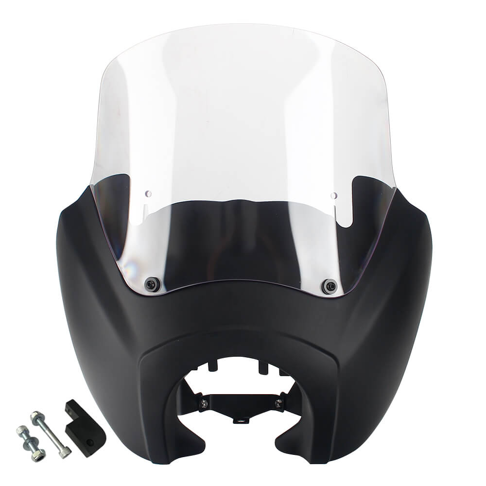 T-Sport Front Fairing Outer Club Style 12'' Windshield Kit Headlight Fairing Cover For Harley Dyna Super Glide FXDXT FXR - pazoma