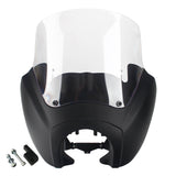 T-Sport Front Fairing Outer Club Style 12'' Windshield Kit Headlight Fairing Cover For Harley Dyna Super Glide FXDXT FXR - pazoma