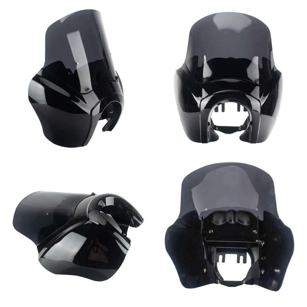 T-Sport Front Fairing Outer Club Style 12'' Windshield Kit Headlight Fairing Cover For Harley Dyna Super Glide FXDXT FXR - pazoma
