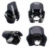 T-Sport Front Fairing Outer Club Style 12'' Windshield Kit Headlight Fairing Cover For Harley Dyna Super Glide FXDXT FXR - pazoma