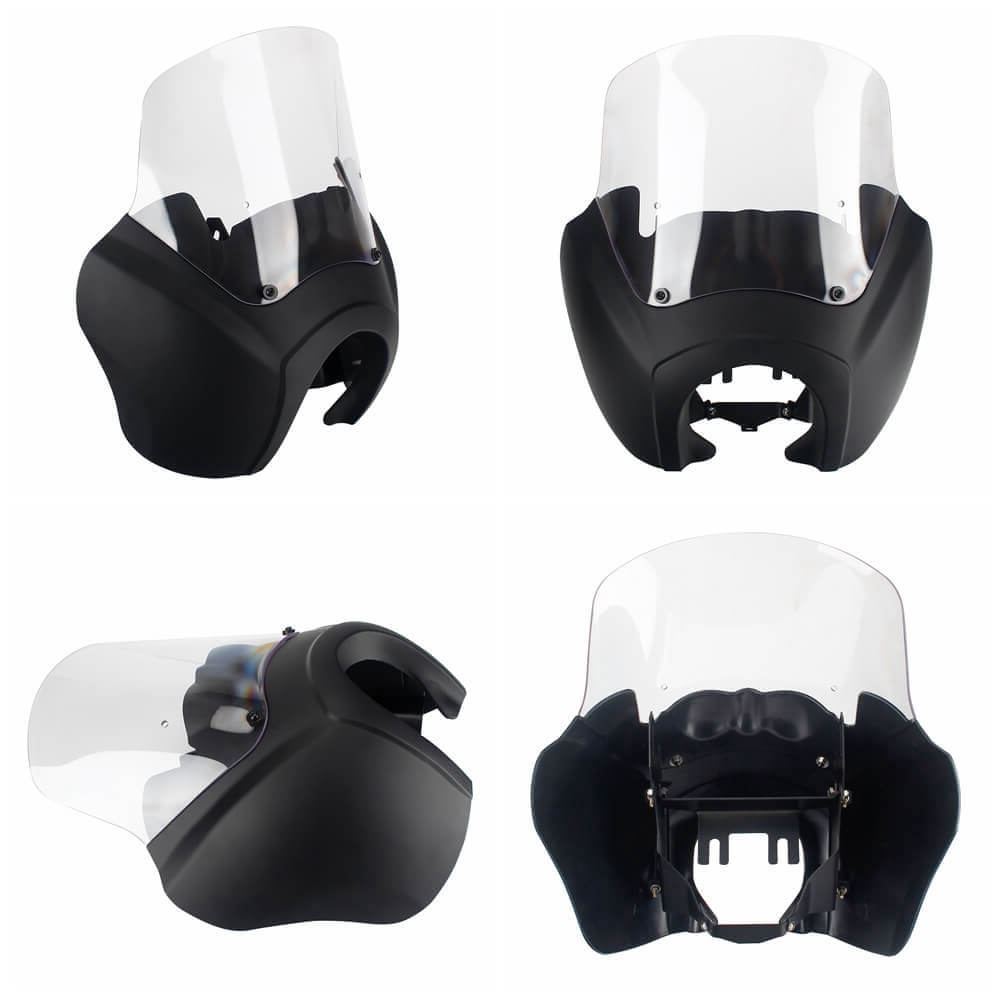 T-Sport Front Fairing Outer Club Style 12'' Windshield Kit Headlight Fairing Cover For Harley Dyna Super Glide FXDXT FXR - pazoma