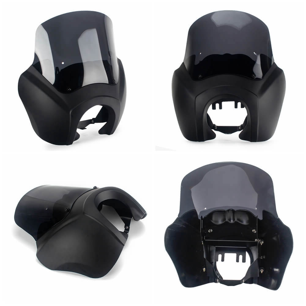 T-Sport Front Fairing Outer Club Style 12'' Windshield Kit Headlight Fairing Cover For Harley Dyna Super Glide FXDXT FXR - pazoma