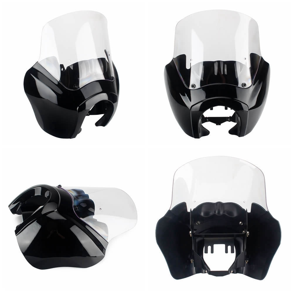 T-Sport Front Fairing Outer Club Style 12'' Windshield Kit Headlight Fairing Cover For Harley Dyna Super Glide FXDXT FXR - pazoma