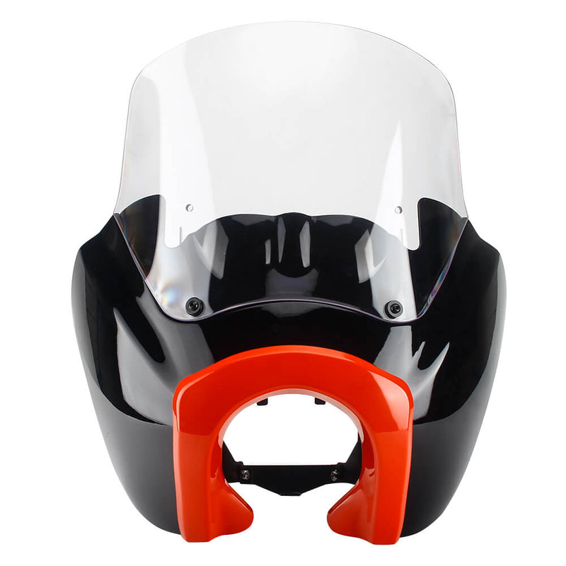 T Sport Front Fairing Outer w/12" Windshield Headlight Bezel Relocation Block Kit For Harley Dyna Street Bob Super Glide - pazoma