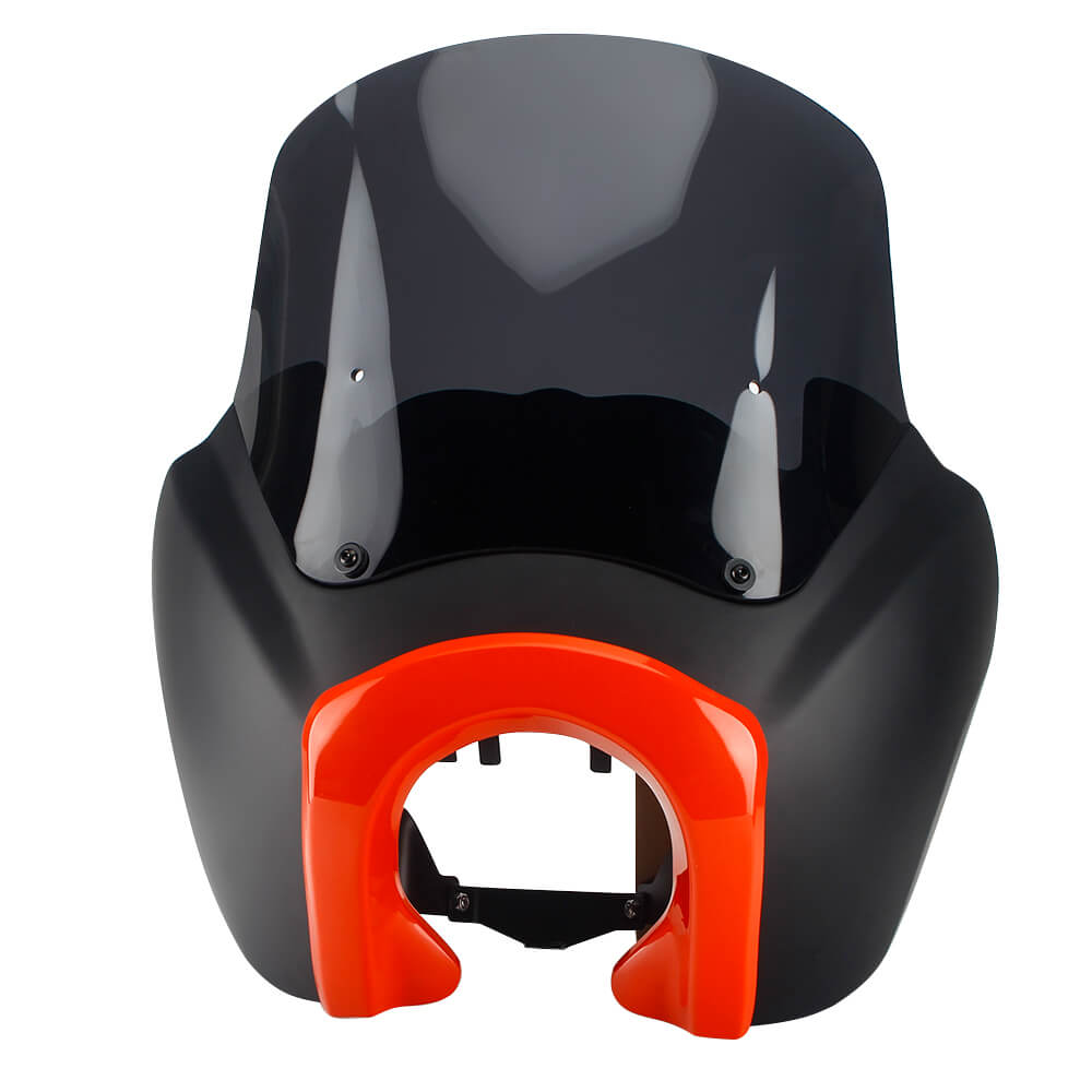 T Sport Front Fairing Outer w/12" Windshield Headlight Bezel Relocation Block Kit For Harley Dyna Street Bob Super Glide - pazoma