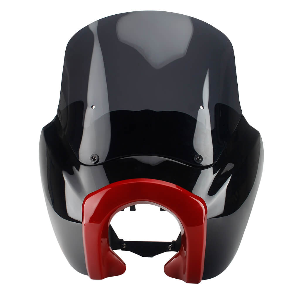 T Sport Front Fairing Outer w/12" Windshield Headlight Bezel Relocation Block Kit For Harley Dyna Street Bob Super Glide - pazoma