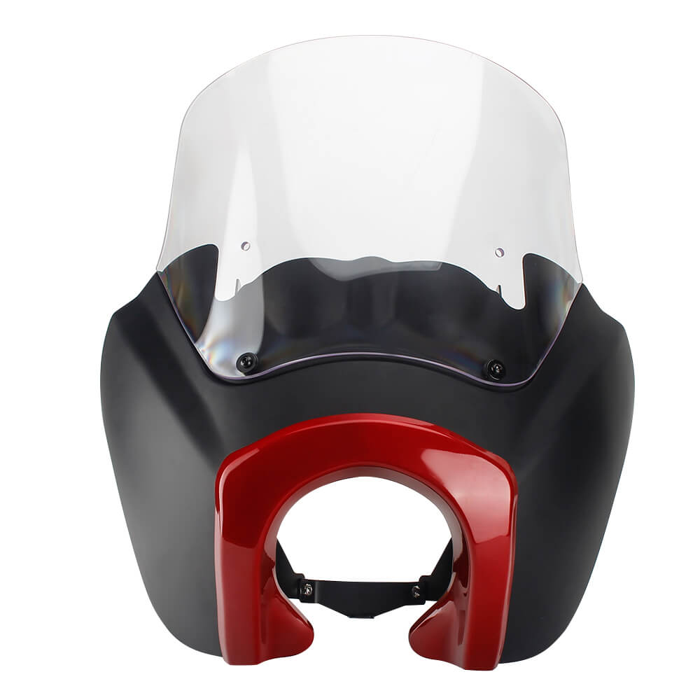 T Sport Front Fairing Outer w/12" Windshield Headlight Bezel Relocation Block Kit For Harley Dyna Street Bob Super Glide - pazoma