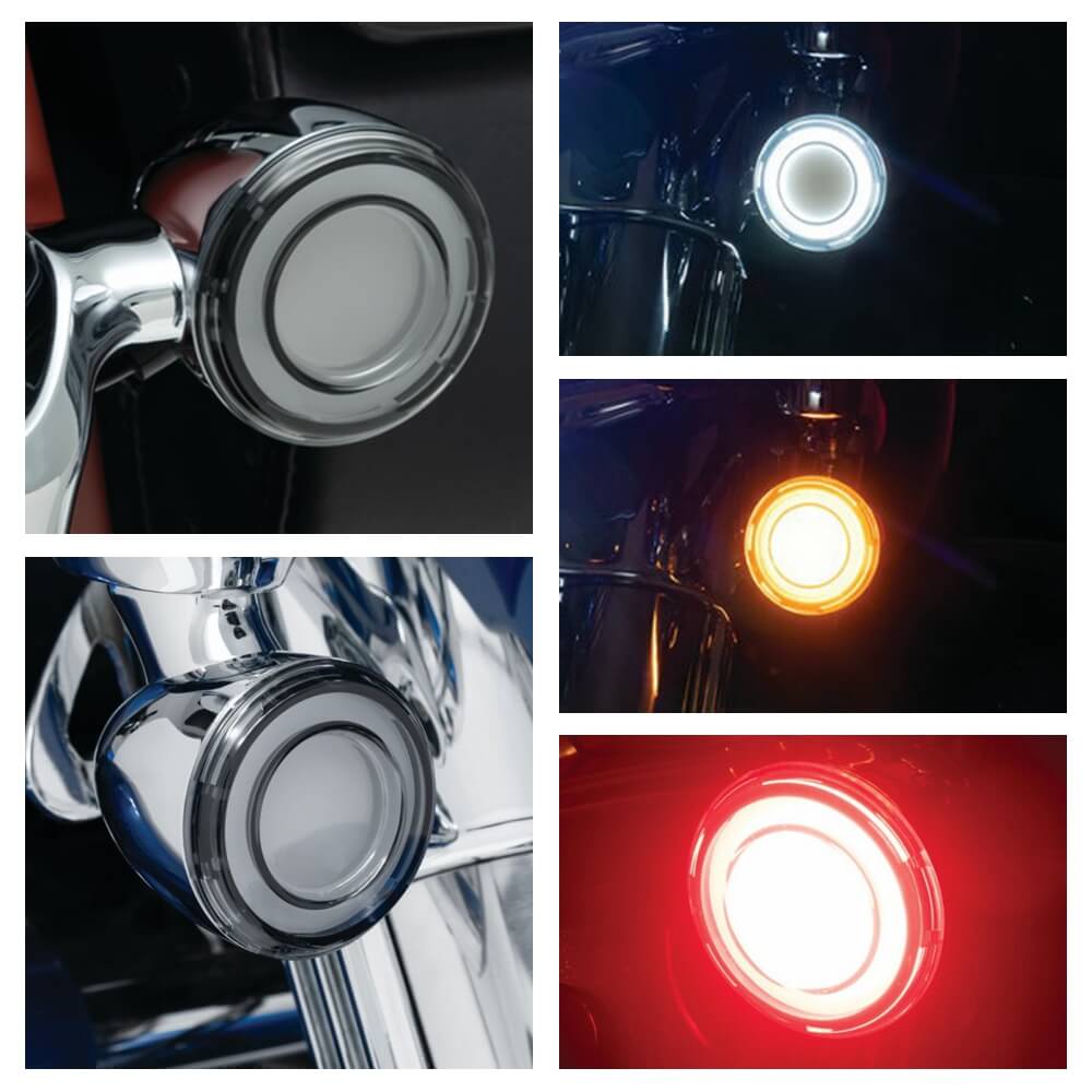 Tracer Diffused LED Front Turn Signal Conversions Bullet Style 1157 Dual-Circuit For Harley Touring Softail Dyna Sportster - pazoma