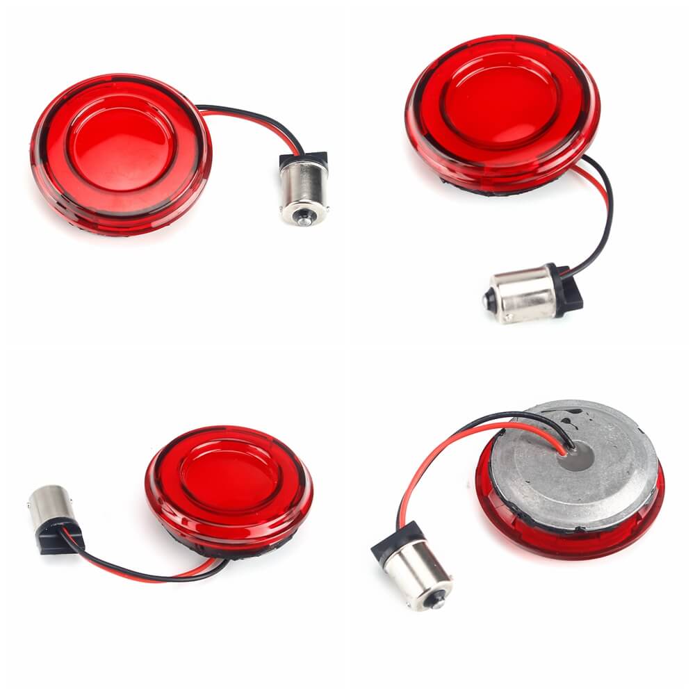 Tracer Diffused LED Rear Turn Signal Conversions Bullet Style 1156 Single-Circuit Red For Harley Touring Softail Dyna Sportster - pazoma