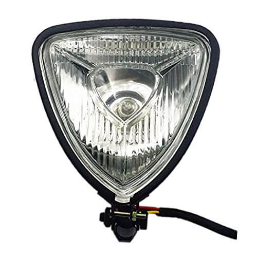 thumbnail image 2 of Triangle Motorcycle Headlight – Amber Lens, Chrome Housing, For Harley Chopper Custom 2 of 3
