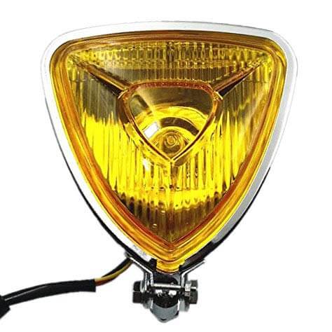 Motorcycle Triangle Headlight Headlamp Front Lights for Harley Bobber Chopper Cafe Racer Custom Motorbikes H4 12V Amber Clear - pazoma