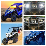 ATV UTV LED Headlight Chrome Front High & Low Beam Lights For Yamaha YXZ1000R YXZ10 EPS SS SE Grizzly EPS 4WD YFM70 Wolverine X4 X2 YXE85 16-20 - pazoma