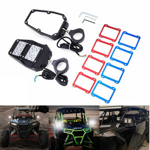 UTV Offroad Rear View Side Mirrors With LED Spot Lights For 1.75 & 2 Inch Roll Bar Cage Can-am Maverick Polaris RZR XP 1000 Yamaha Rhino - pazoma