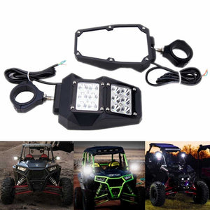 1.75"-2" UTV SXS Roll Cage Rear View Mirrors w/ LED Spotlight For Polaris RZR PRO XP Yamaha Rhino Can-Am Commander 1000 Honda Kawasaki - pazoma