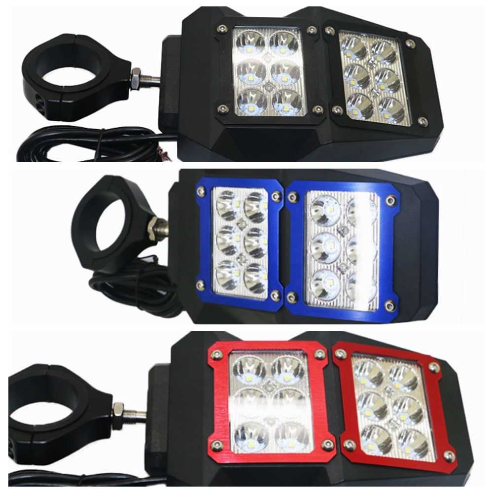 1.75-2 UTV SXS Roll Cage Rear View Mirrors w/ LED Spotlight for Polaris RZR Pro XP Yamaha Rhino Can-Am Commander 1000 Honda Kawasaki