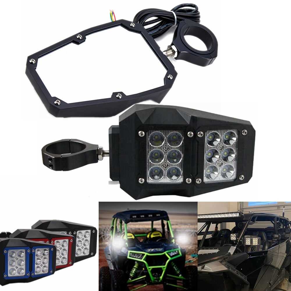UTV Universal Rear View Mirror 1.75“ and 2“ For Polaris RZR1000 Yamaha With LED Spot Light Rock Lights DRL - pazoma