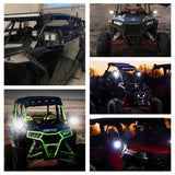 1.75"-2" UTV SXS Roll Cage Rear View Mirrors w/ LED Spotlight For Polaris RZR PRO XP Yamaha Rhino Can-Am Commander 1000 Honda Kawasaki - pazoma