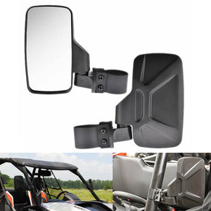 Polaris RZR Ranger Yamaha Rhino Can-Am Arctic Honda Pioneer UTV Left and Right Side View Mirror with 1.75" and 2" Mounts and Shock-Proof Rubber Pad - pazoma