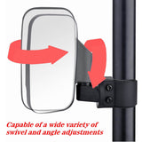 UTV Rear View Side Mirrors Universal Fit Best for 1.75"-2" Roll Cage Bar Break Away w/Adjustable Arm - High Impact Tempered Glass Mirror - pazoma