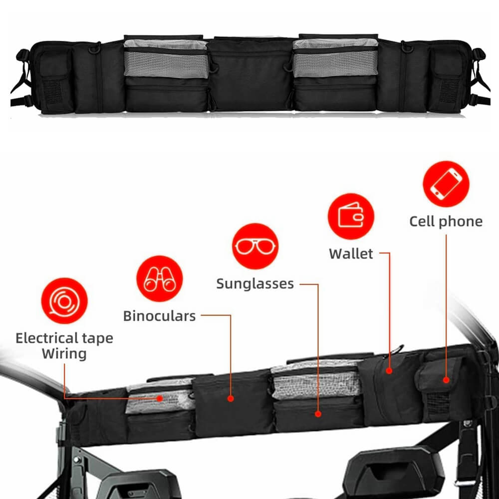 UTV Roll Cage Organizer Roll Cage Cargo Storage Bag Gear bags For Polaris Ranger RZR Honda Pioneer Most Full-Size UTVs - pazoma