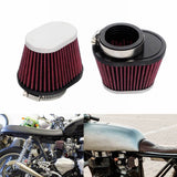 Universal Clamp-On Air Cleaner Filter Chrome Performance Oval Pod Filters 48mm 52mm For Honda Yamaha Kawasaki Suzuki Cafe Racer CB CG GS - pazoma