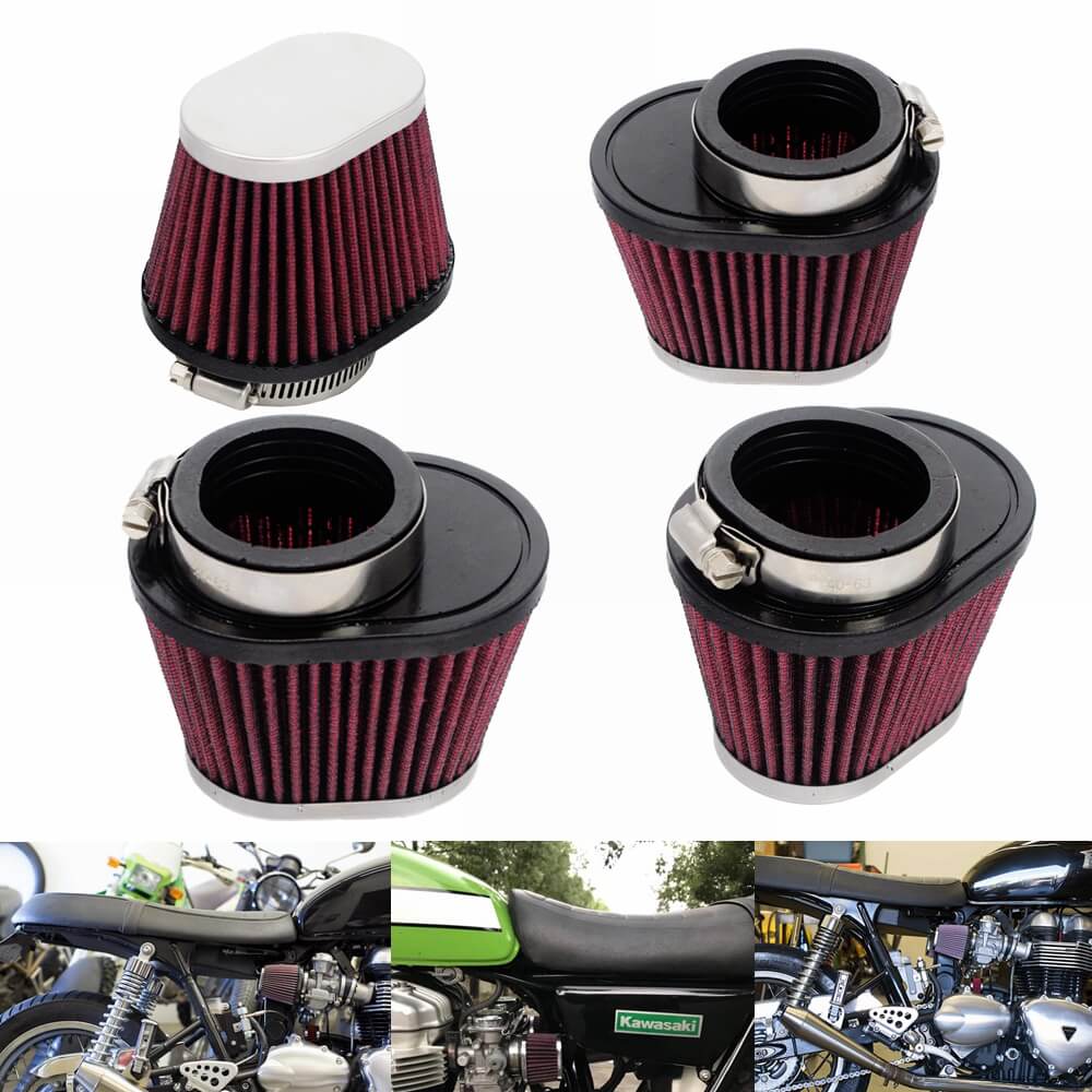 Universal Clamp-On Air Cleaner Filter Chrome Performance Oval Pod Filters 48mm 52mm For Honda Yamaha Kawasaki Suzuki Cafe Racer CB CG GS - pazoma