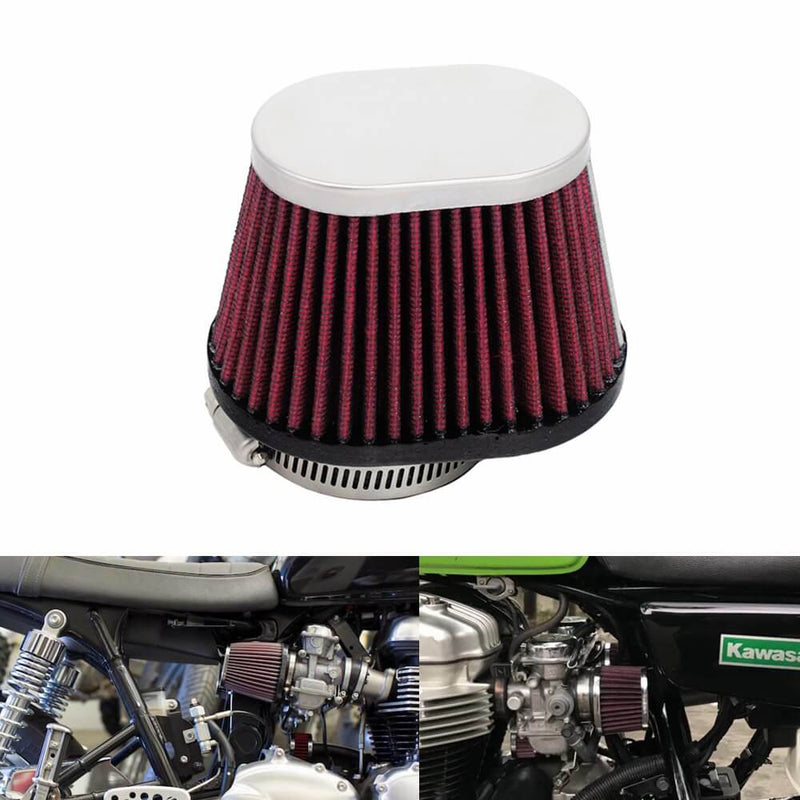 Universal Clamp-On Air Cleaner Filter Chrome Performance Oval Pod Filters 48mm 52mm For Honda Yamaha Kawasaki Suzuki Cafe Racer CB CG GS - pazoma
