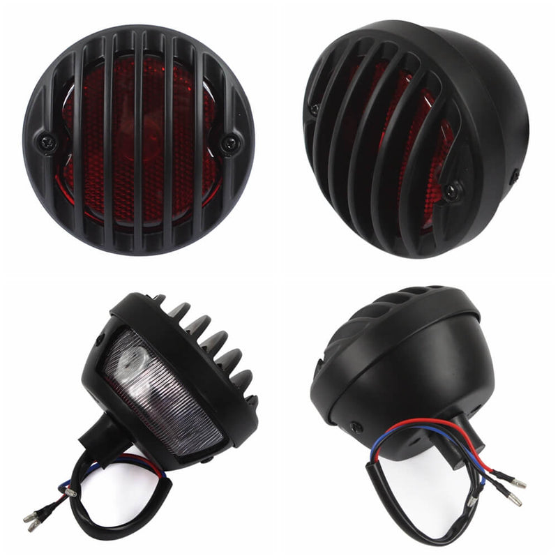 Universal Grill Round Motorcycle Tail Brake Light For Harley Bobber Chopper Rat Custom Cafe Racer - pazoma
