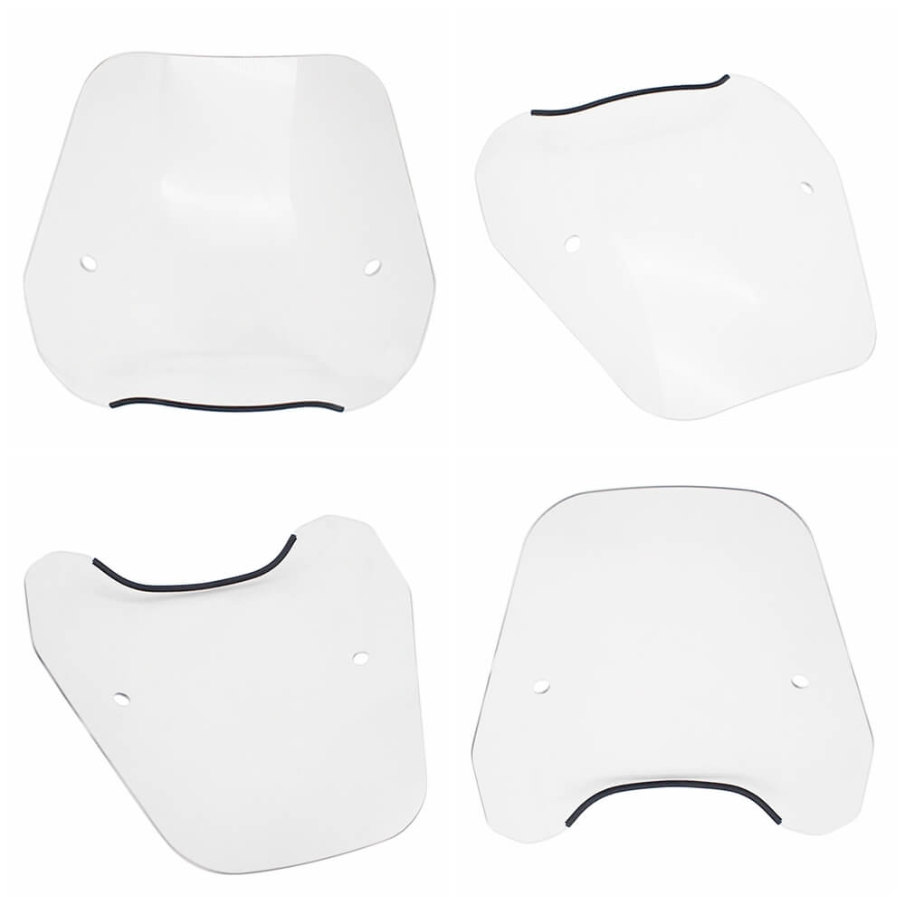 Universal Motorcycle Round or Rectangular Headlights 15" Windshield Windscreen Screen for 7/8" or 1" Handlebar Bars - pazoma