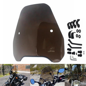 Universal Motorcycle Round or Rectangular Headlights 15" Windshield Windscreen Screen for 7/8" or 1" Handlebar Bars - pazoma