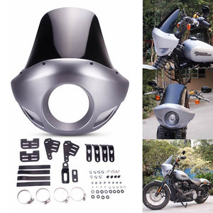 Tall Touring Sport Headlight Fairing Blackout Windshield 35mm-49mm Forks For Harley Dyna Sportster Softail 5.75" Headlights - pazoma