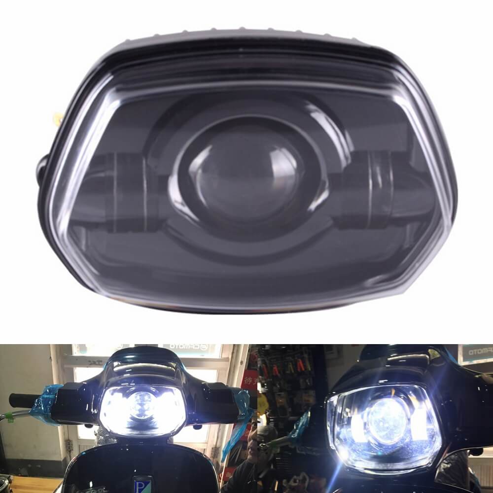 Scooter Motorcycle Front LED Headlight Lamp with High Low Beam for Vespa Sprint 150 GL Super GTR - pazoma