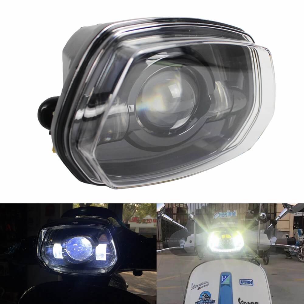 Scooter Motorcycle Front LED Headlight Lamp with High Low Beam for Vespa Sprint 150 GL Super GTR - pazoma